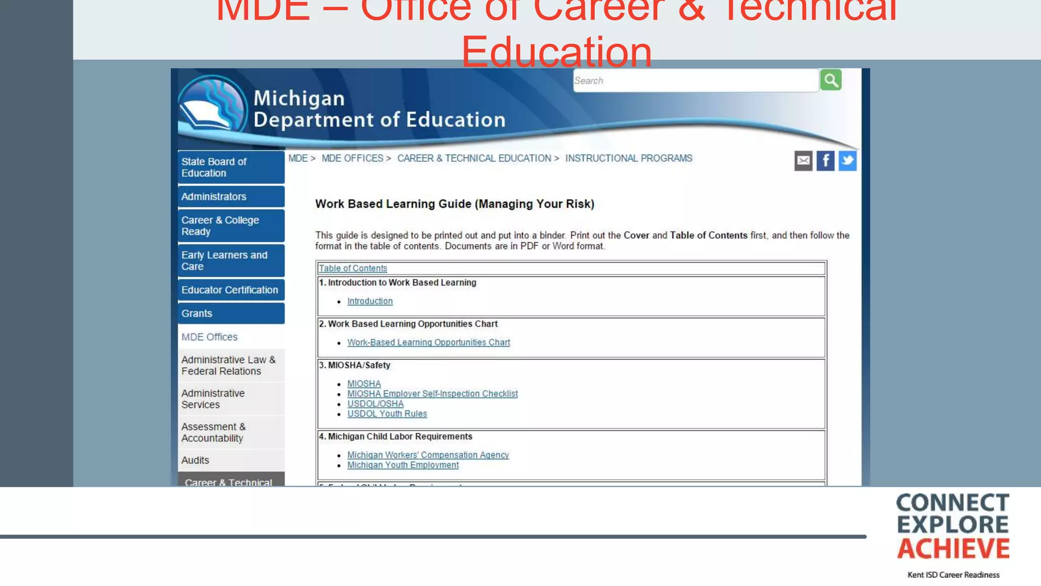 MDE – Office of Career & Technical
Education
 
