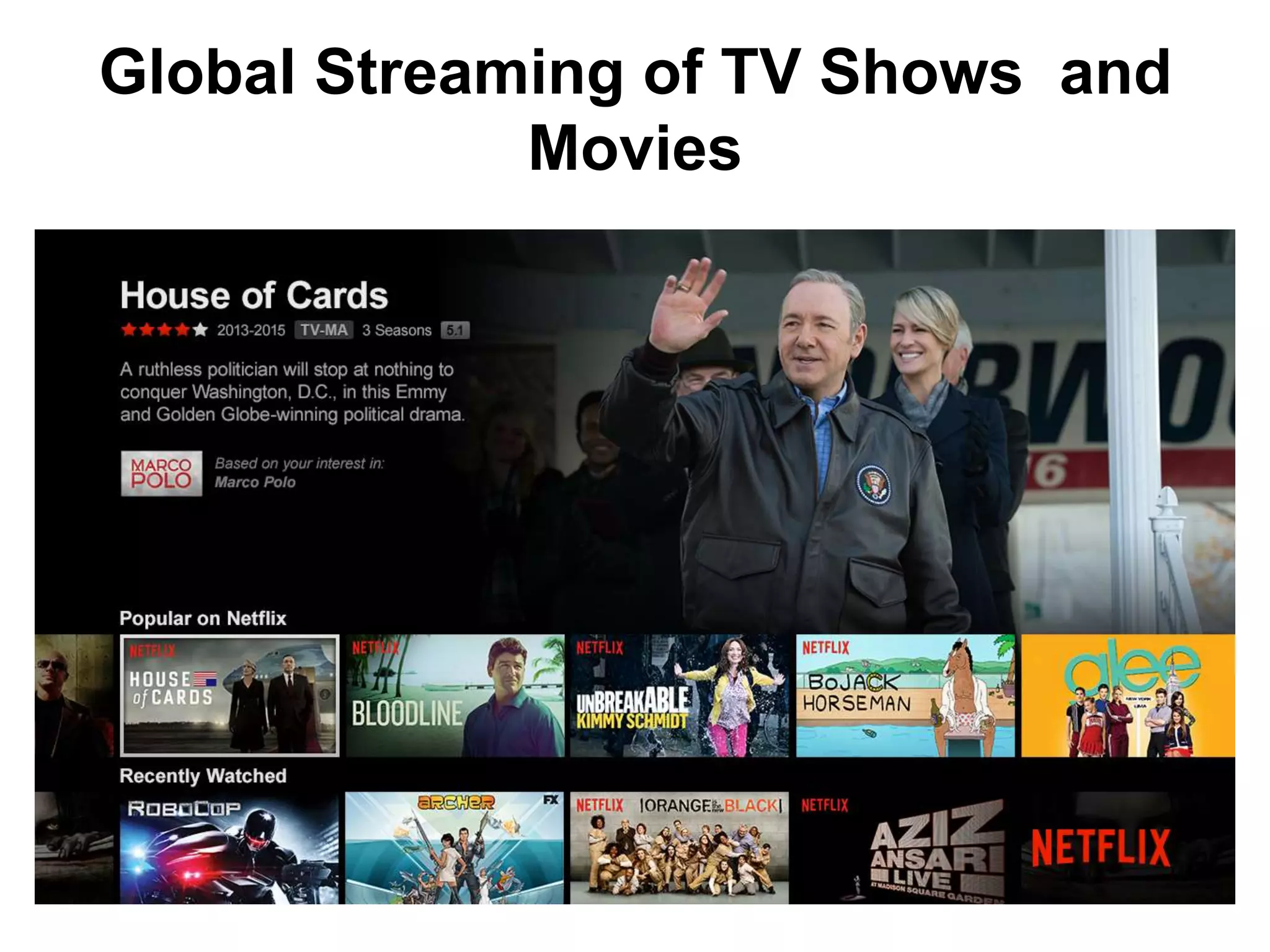Global Streaming of TV Shows and
Movies
 