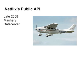 Netflix’s Public API
Late 2008
Mashery
Datacenter
 