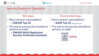 www.securing.pldrdr_zzdrdr_zz
Security Projects & Standards
Web Apps
• Most common vulnerabilities?
• OWASP Top 10
• The e...
