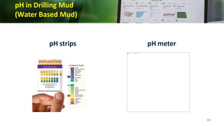 pH in Drilling Mud
(Water Based Mud)
pH strips pH meter
44
 