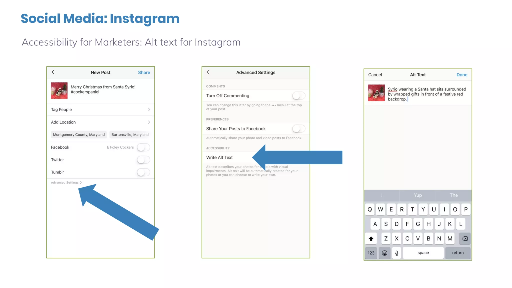 Social Media: Instagram
Accessibility for Marketers: Alt text for Instagram
 