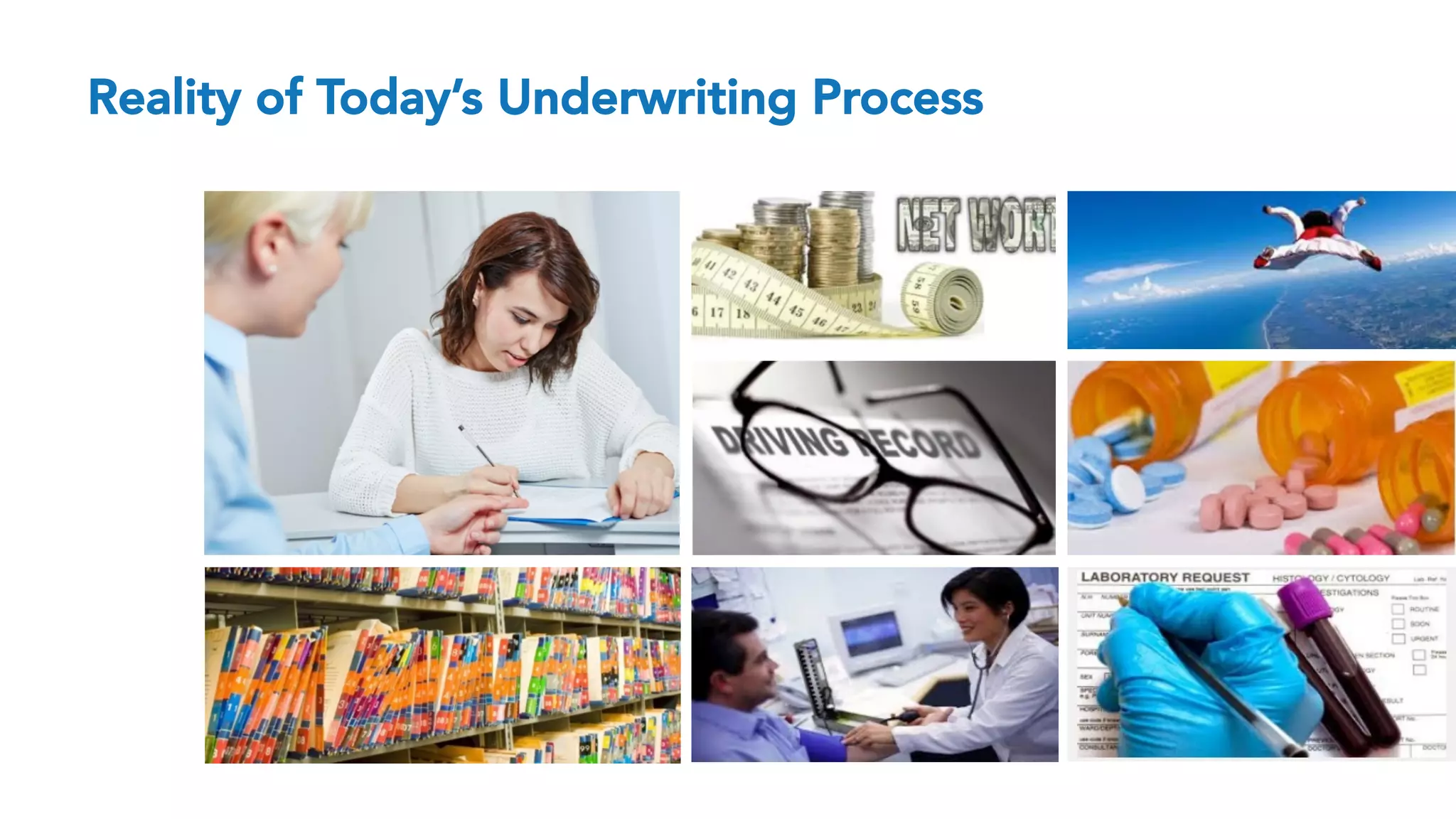 Data
Reality of Today’s Underwriting Process
 