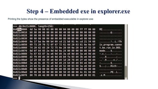 Printing the bytes show the presence of embedded executable in explorer.exe
 
