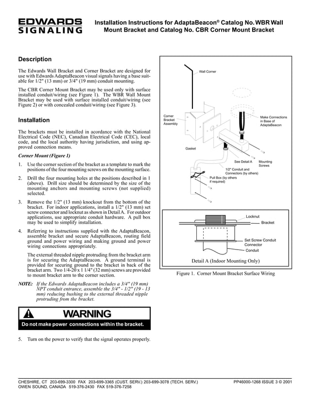 Edwards Signaling WBR Installation Manual PDF
