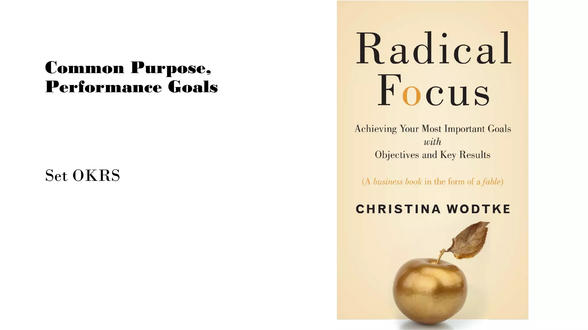 Common Purpose,
Performance Goals
Set OKRS
 