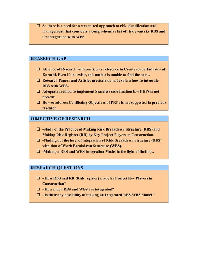 Level of Integration of Risk Breakdown Structure (RBS) and Work ...