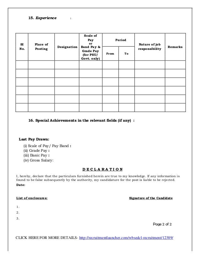 WBSEDCL Recruitment 2015 Application Form Format Free Download PDF WBSEDCL Recruitment 2015 Application Form Format Free Download PDF