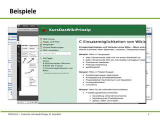 Beispiele 
©2014,CLC – Corporate Learning & Change, Dr. Katja Bett 5 
 