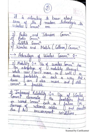 WIRELESS COMMUNICATION HANDWRITTEN NOTES FOR IP | PDF