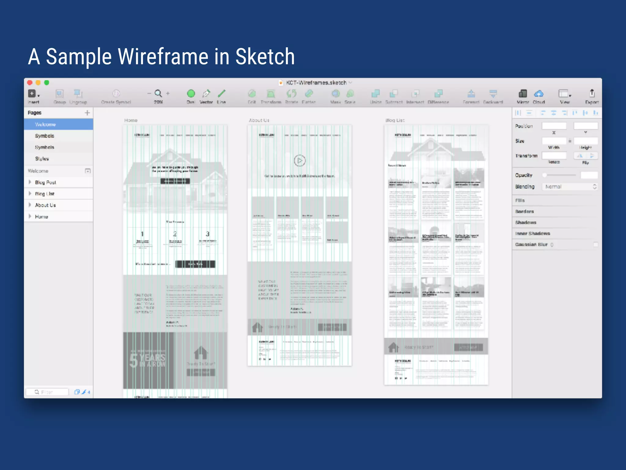 A Sample Wireframe in Sketch
 