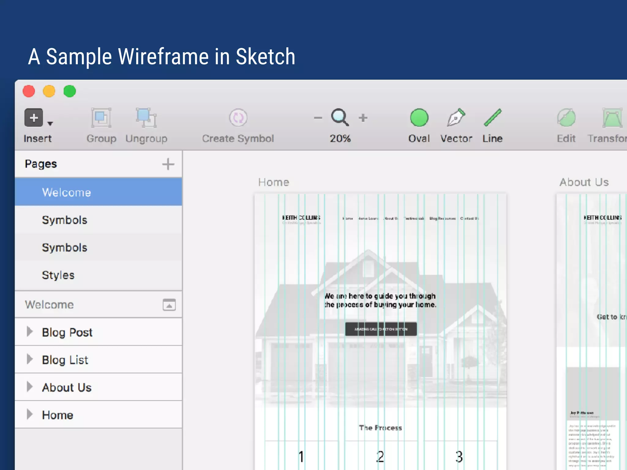 A Sample Wireframe in Sketch
 