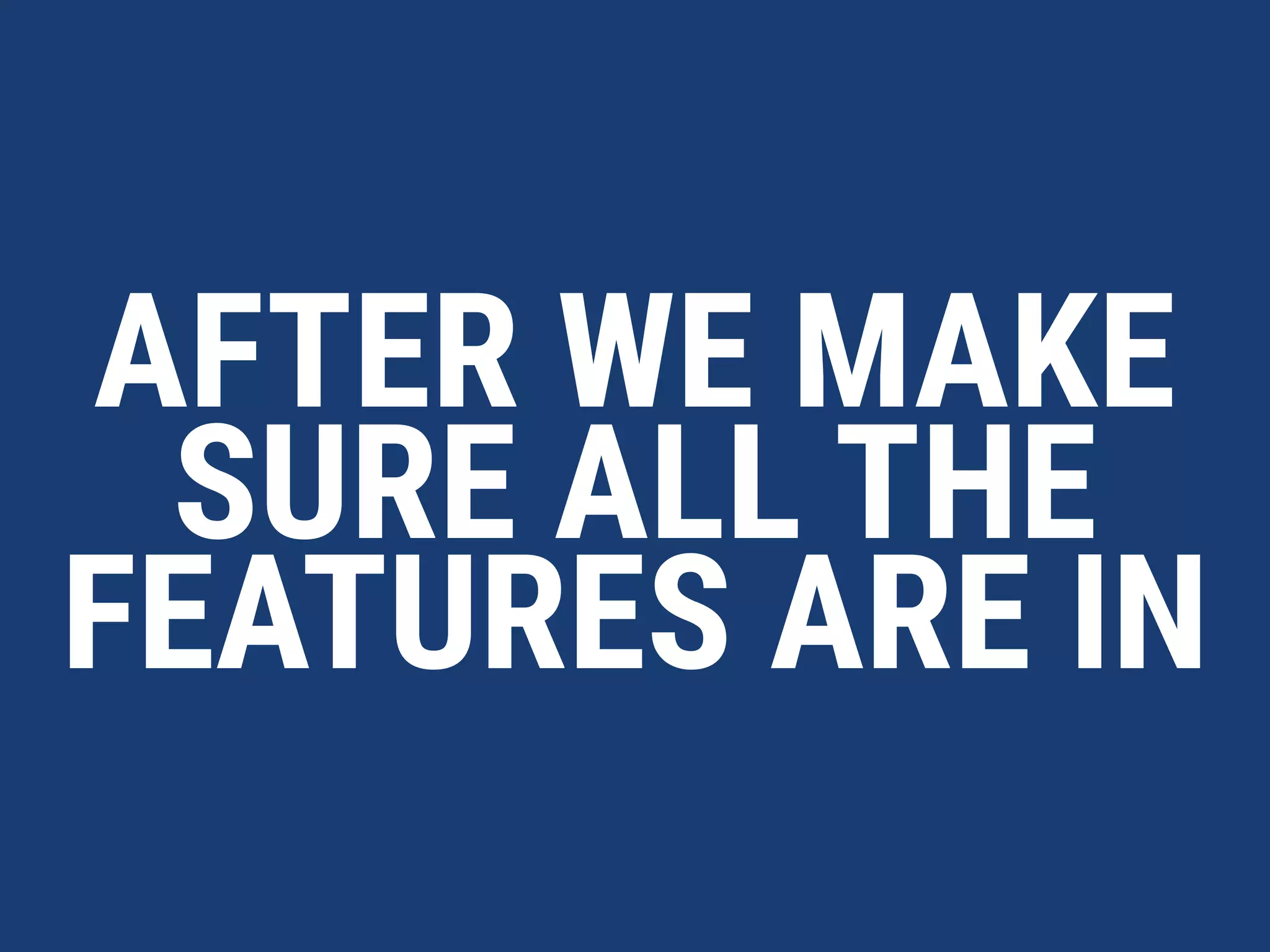 AFTER WE MAKE
SURE ALL THE
FEATURES ARE IN
 