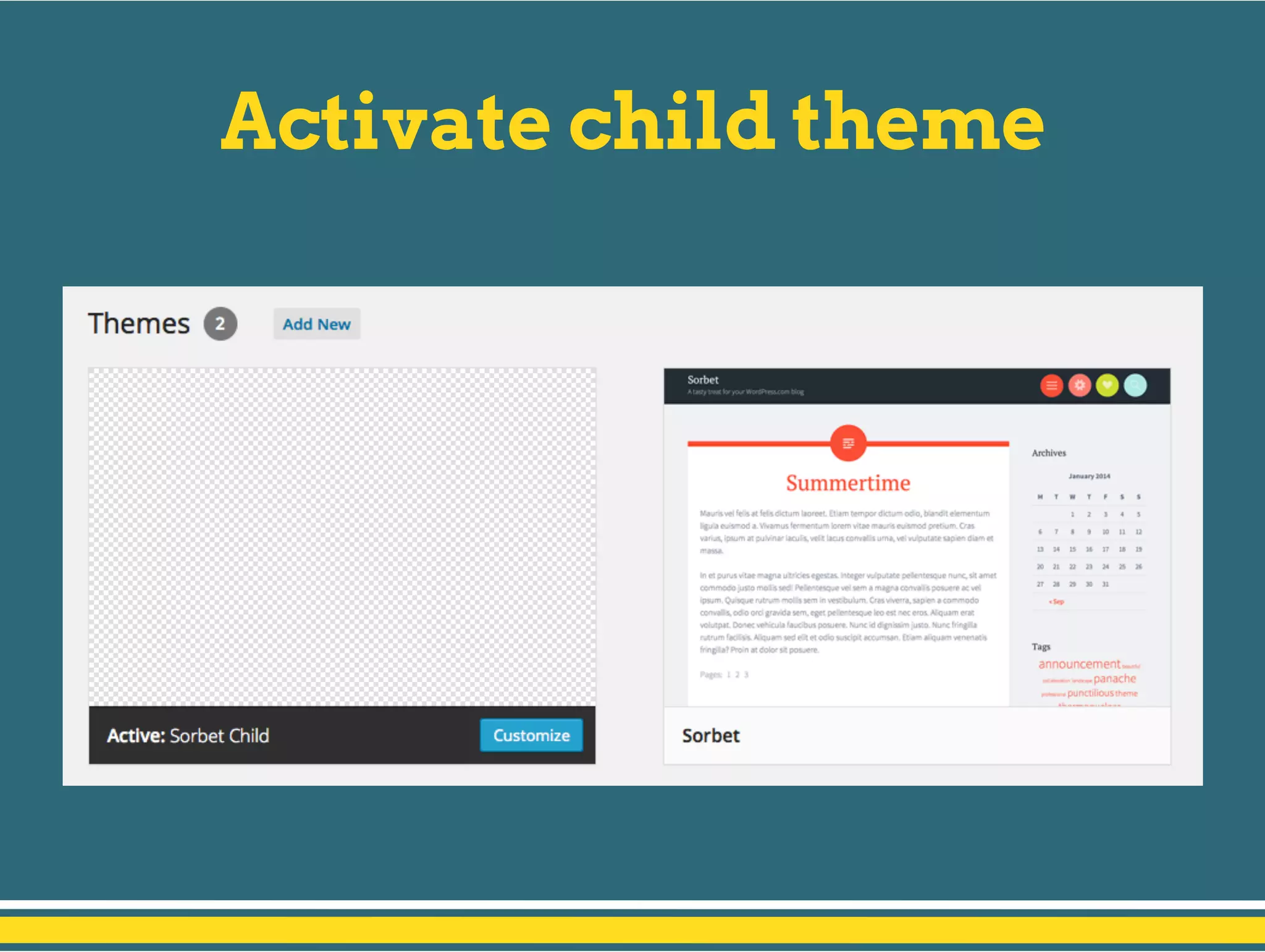 Activate child theme
 