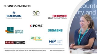 www.global-pharma-mes.comMES & Process Minds 2016 | September 29 – 30, 2016 | Maritim proArte Hotel, Berlin
BUSINESS PARTNERS
 