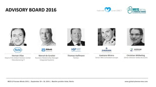 www.global-pharma-mes.comMES & Process Minds 2016 | September 29 – 30, 2016 | Maritim proArte Hotel, Berlin
ADVISORY BOARD 2016
 