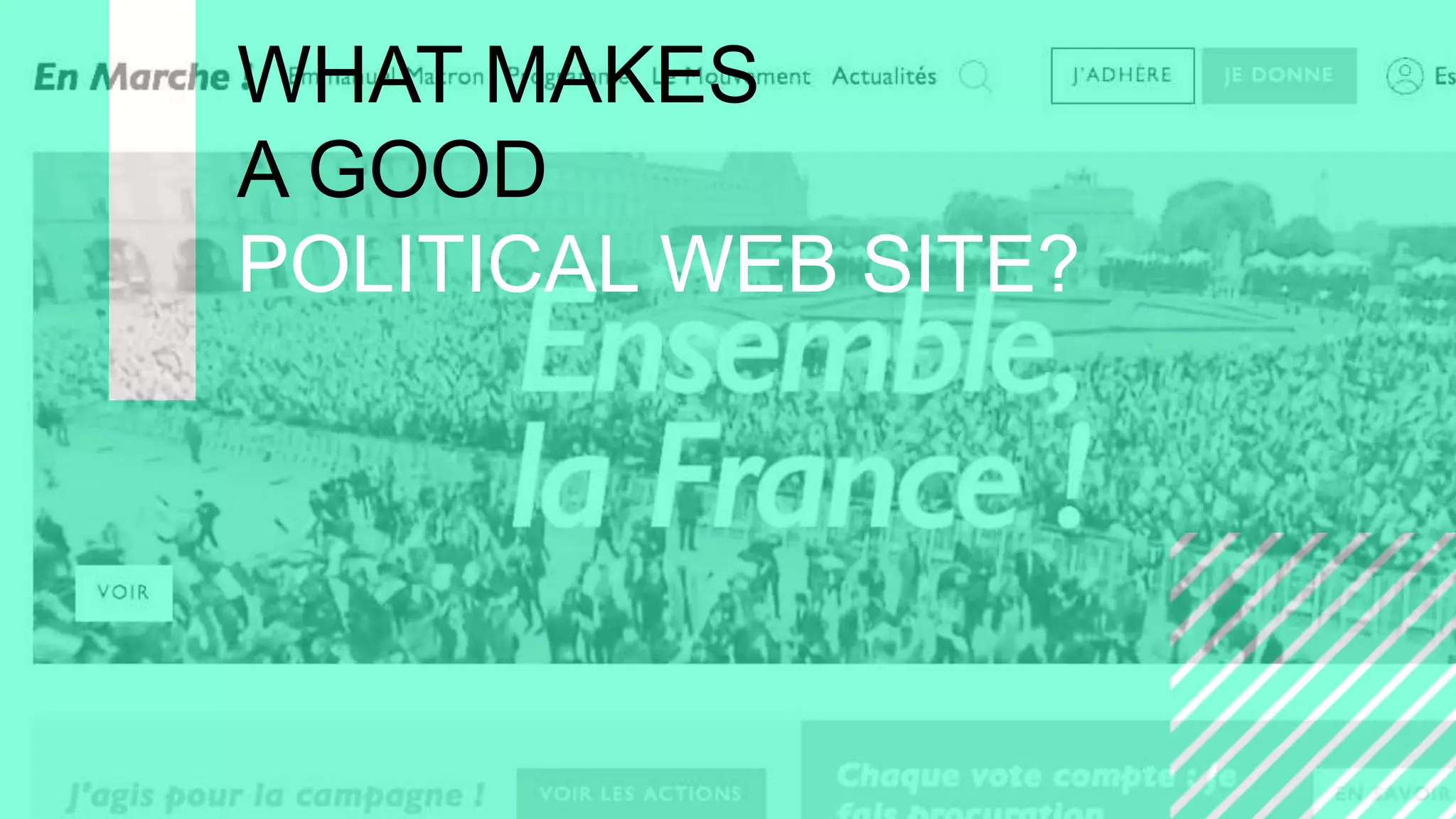 =
CAMPAIGNING
WITH
WORDPRESS
WHAT MAKES
A GOOD
POLITICAL WEB SITE?
 