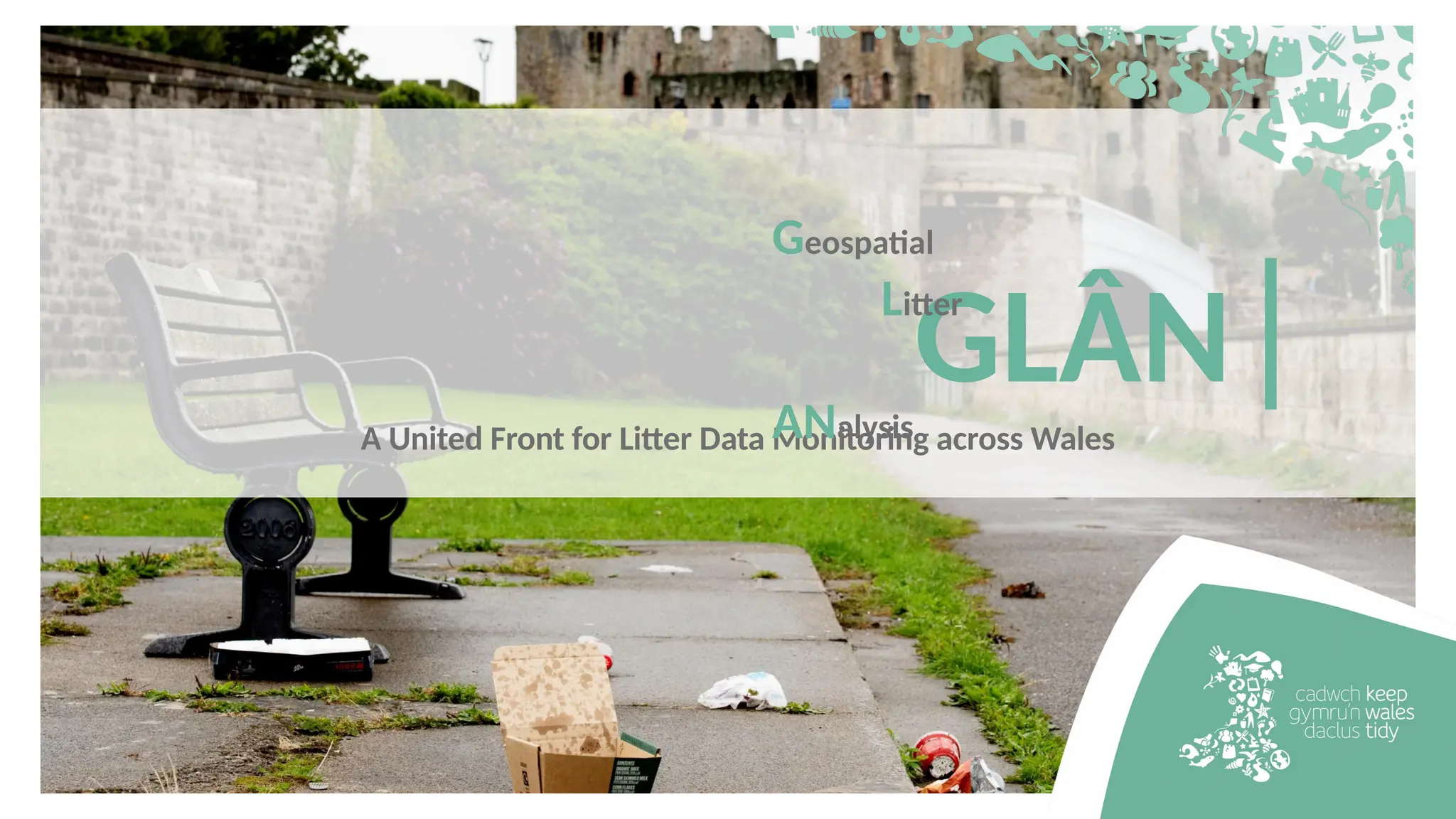 GLÂN|
A United Front for Litter Data Monitoring across Wales
Geospatial
Litter
ANalysis
 