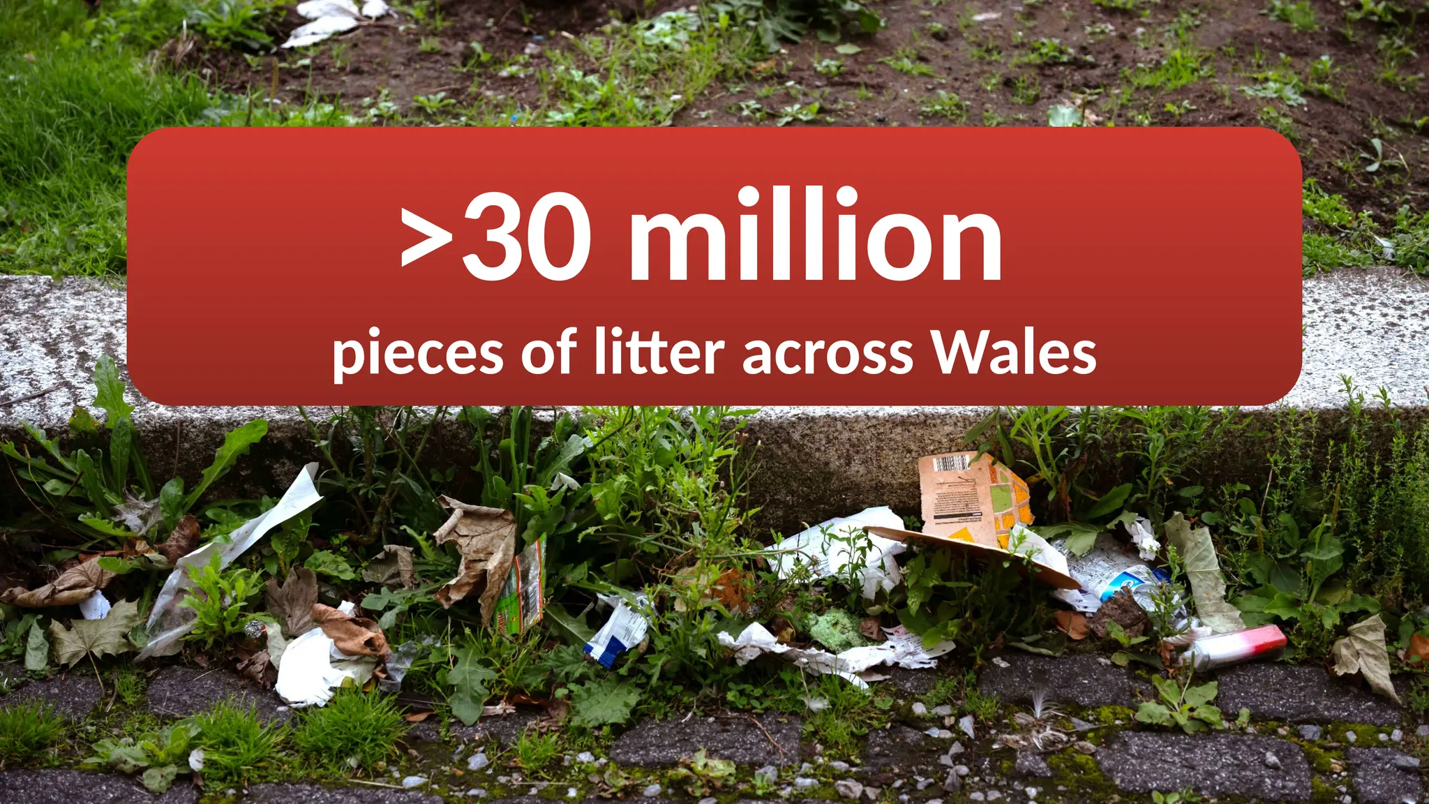 >30 million
pieces of litter across Wales
 