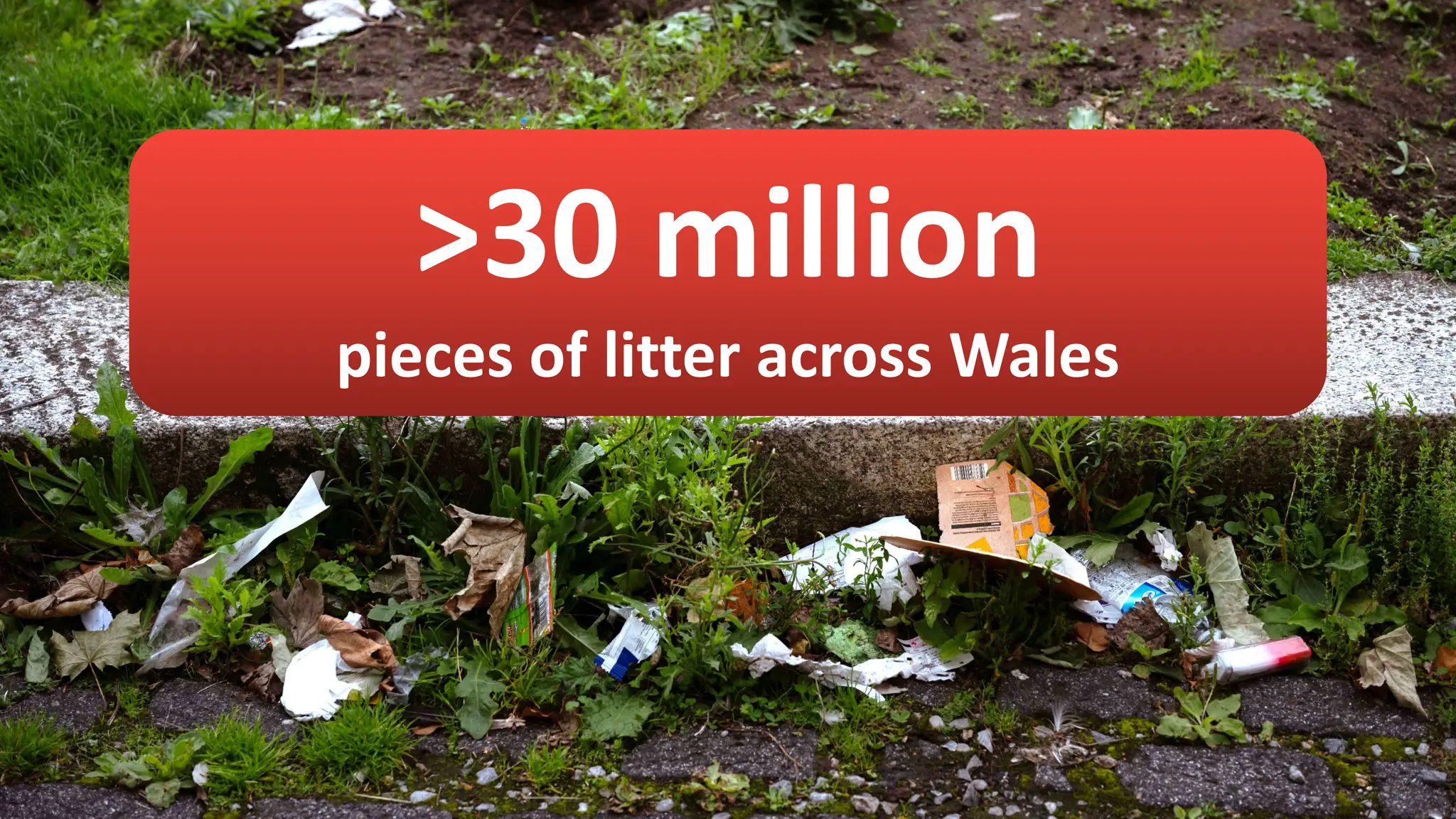>30 million
pieces of litter across Wales
 