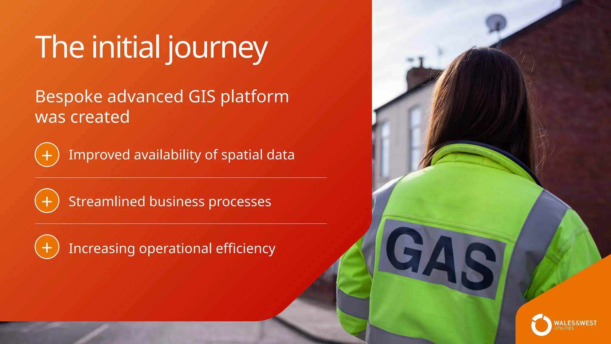 The initial journey
Bespoke advanced GIS platform
was created
Improved availability of spatial data
Streamlined business processes
Increasing operational efficiency
+
+
+
 