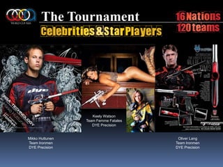 The TournamentKeely WatsonTeam Femme FatalesDYE PrecisionOliver LangTeam IronmenDYE PrecisionMikkoHuttunenTeam IronmenDYE Precision