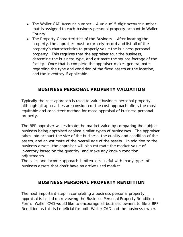Waller county appraisal district valuation process