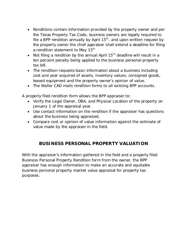 Waller county appraisal district valuation process