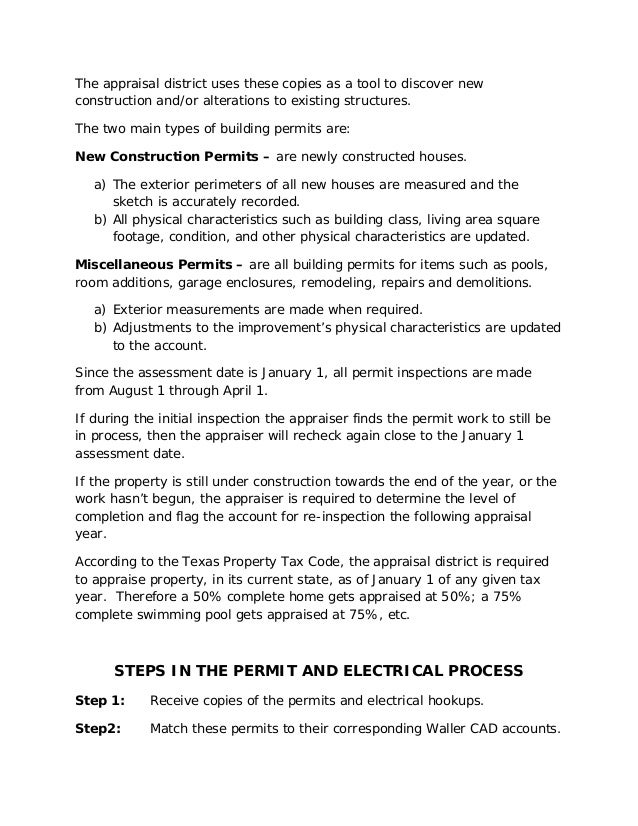 Waller county appraisal district valuation process