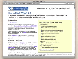 http://www.w3.org/WAI/WCAG20/quickref/
 