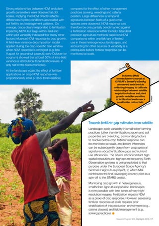 ICRISAT Research Program West and Central Africa 2016 Highlights-Smallholders in Mali adjust crop management decisions thanks to satellite monitoring
