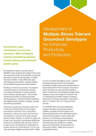 ICRISAT Research Program West and Central Africa 2016 Highlights-Development of multiple-stress tolerant groundnut genotypes for enhanced productivity and production