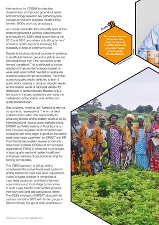 ICRISAT Research Program West and Central Africa 2016 Highlights-Strategic strengthening of Mali groundnut production and seed systems through an inclusive business model