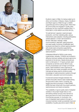 ICRISAT Research Program West and Central Africa 2016 Highlights-Strategic strengthening of Mali groundnut production and seed systems through an inclusive business model