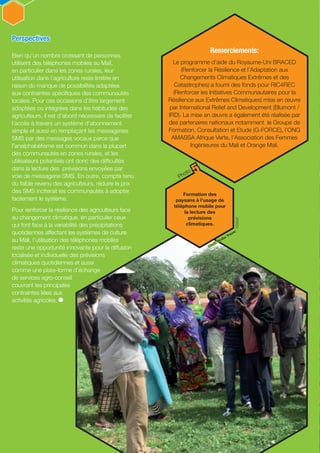 ICRISAT Research Program West and Central Africa 2016 Highlights- Mobile Phone Climate Information Services Strengthen Smallholder Resilience to Climate Change in Mali (French)