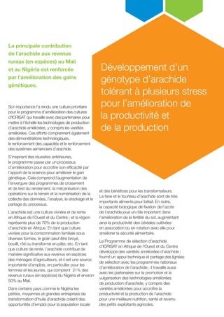 ICRISAT Research Program West and Central Africa 2016 Highlights-Development of multiple-stress tolerant groundnut genotypes for enhanced productivity and production (French)