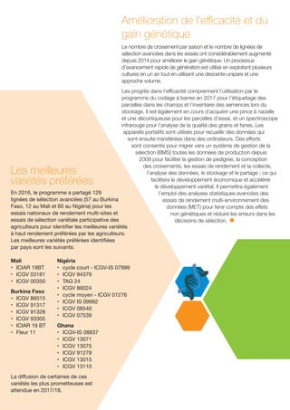 ICRISAT Research Program West and Central Africa 2016 Highlights-Development of multiple-stress tolerant groundnut genotypes for enhanced productivity and production (French)