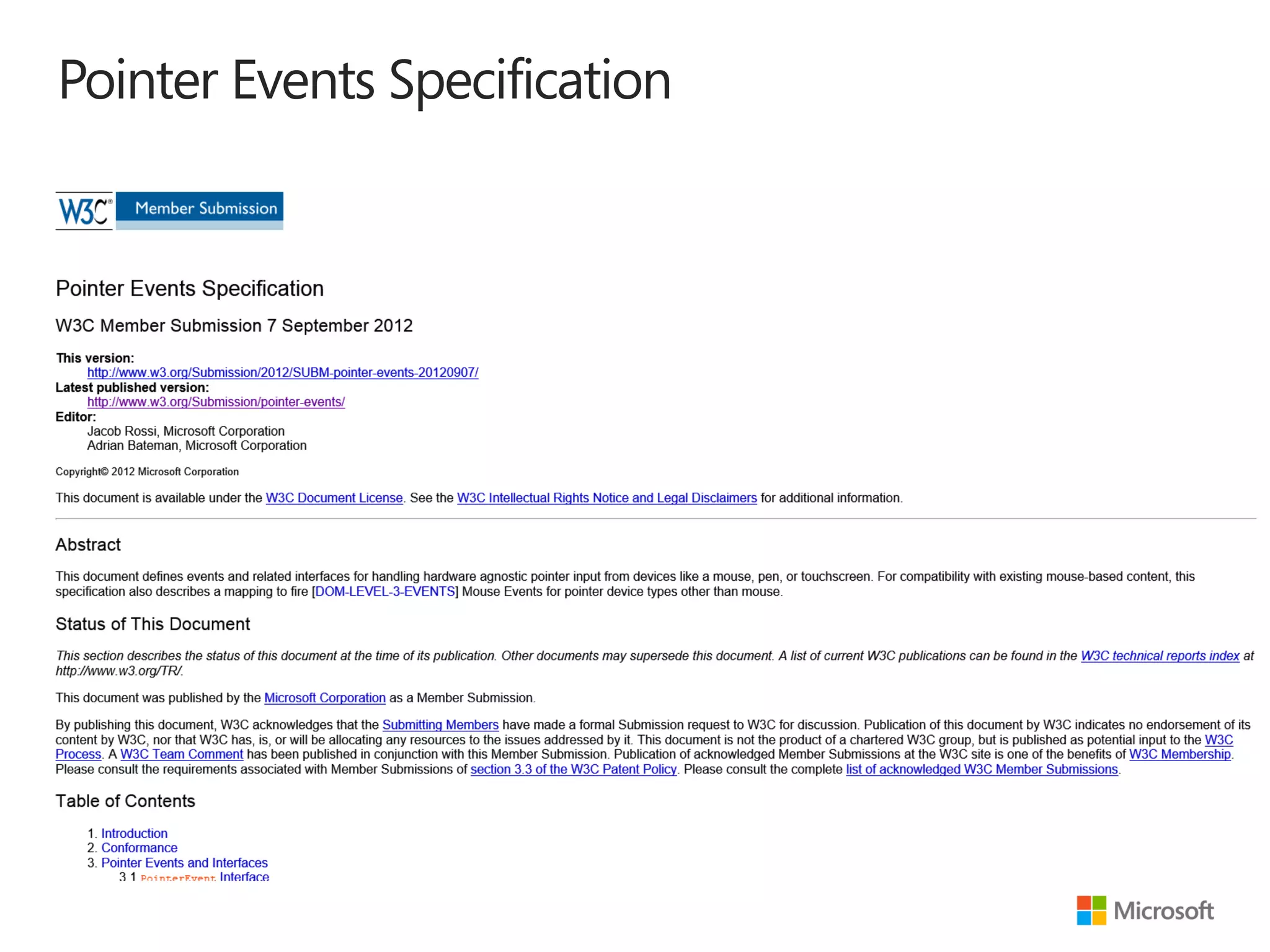 Pointer Events Specification
 