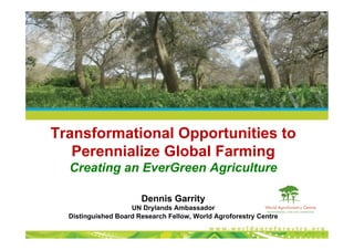 Transformational Opportunities to
Perennialize Global Farming
Creating an EverGreen Agriculture
Dennis Garrity
UN Drylands...