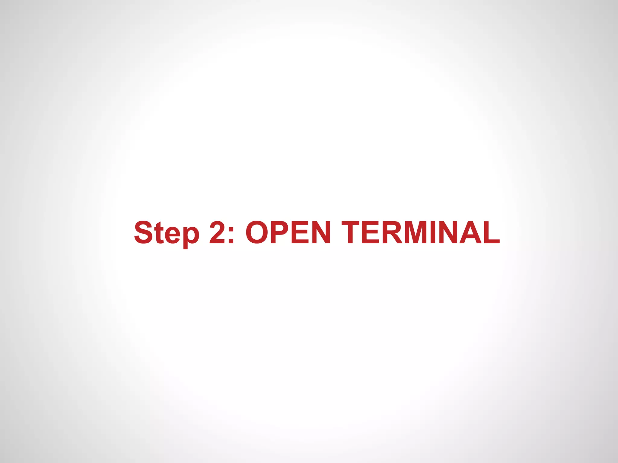 Step 2: OPEN TERMINAL
 