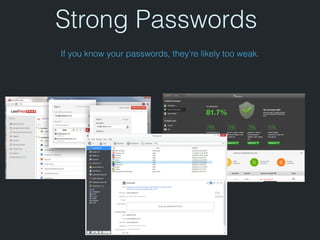 If you know your passwords, they’re likely too weak.
Strong Passwords
 