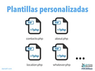dariobf.com #WCBilbao
Plantillas personalizadas
contacto.php about.php
location.php whatever.php
…
 