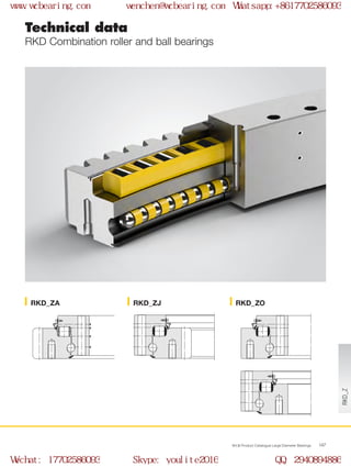 WCB Product Catalogue Large Diameter Bearings 147
RKD_ZA RKD_ZJ RKD_ZO
Technical data
RKD Combination roller and ball bearings
RKD_Z
www.wcbearing.com wenchen@wcbearing.com Whatsapp:+8617702586093
Wechat: 17702586093 Skype: youlite2016 QQ: 2940894886
 