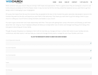 Web Church Connect - database contact form