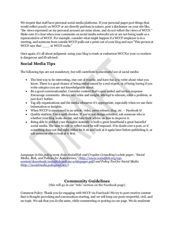 Mccfdraft Social Media Policy Mccfdraft Social Media Policy
