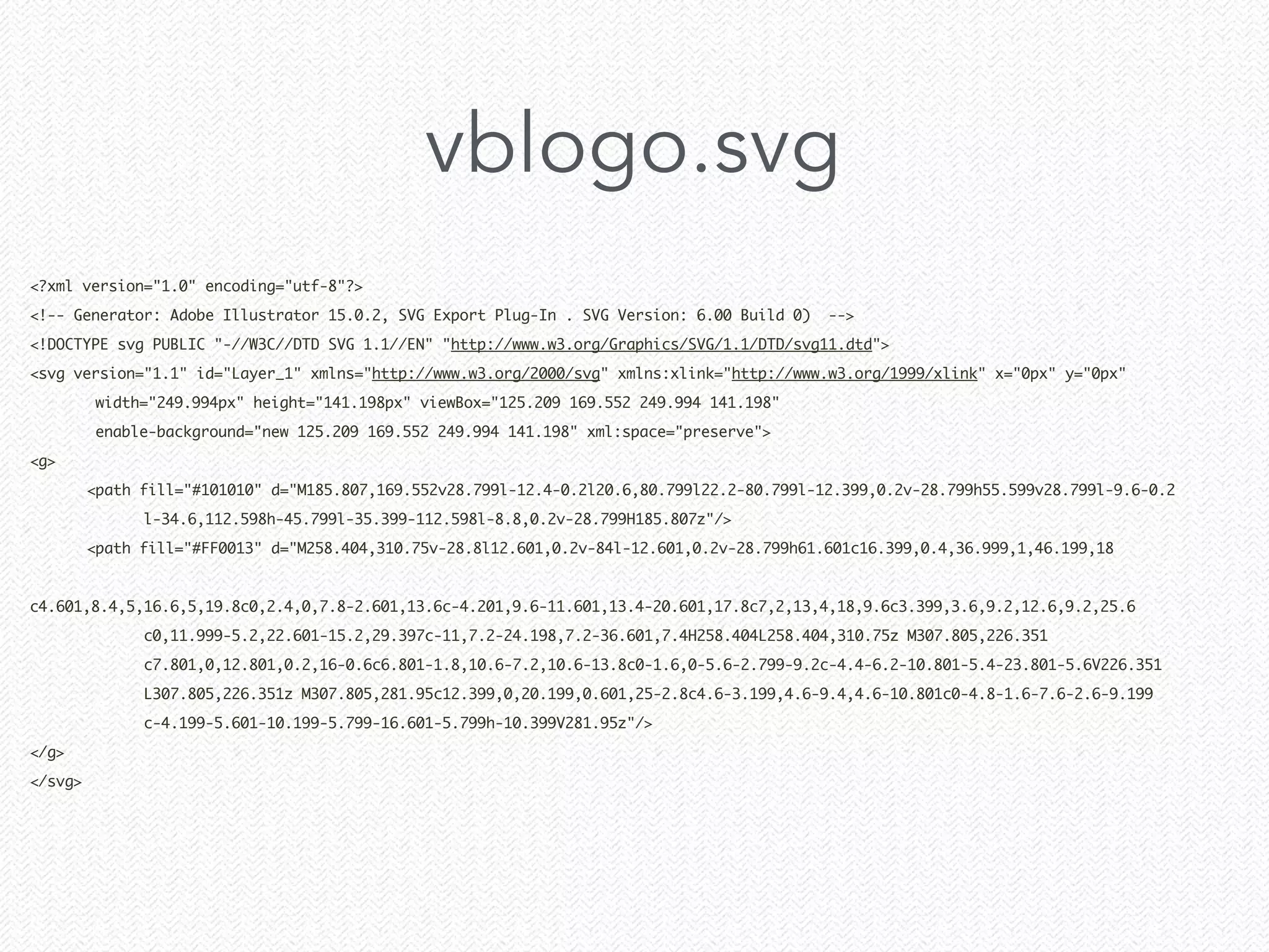 <?xml version="1.0" encoding="utf-8"?>	
<!-- Generator: Adobe Illustrator 15.0.2, SVG Export Plug-In . SVG Version: 6.00 Build 0) -->	
<!DOCTYPE svg PUBLIC "-//W3C//DTD SVG 1.1//EN" "http://www.w3.org/Graphics/SVG/1.1/DTD/svg11.dtd">	
<svg version="1.1" id="Layer_1" xmlns="http://www.w3.org/2000/svg" xmlns:xlink="http://www.w3.org/1999/xlink" x="0px" y="0px"	
	 width="249.994px" height="141.198px" viewBox="125.209 169.552 249.994 141.198"	
	 enable-background="new 125.209 169.552 249.994 141.198" xml:space="preserve">	
<g>	
	 <path fill="#101010" d="M185.807,169.552v28.799l-12.4-0.2l20.6,80.799l22.2-80.799l-12.399,0.2v-28.799h55.599v28.799l-9.6-0.2	
	 	 l-34.6,112.598h-45.799l-35.399-112.598l-8.8,0.2v-28.799H185.807z"/>	
	 <path fill="#FF0013" d="M258.404,310.75v-28.8l12.601,0.2v-84l-12.601,0.2v-28.799h61.601c16.399,0.4,36.999,1,46.199,18	
	 	
c4.601,8.4,5,16.6,5,19.8c0,2.4,0,7.8-2.601,13.6c-4.201,9.6-11.601,13.4-20.601,17.8c7,2,13,4,18,9.6c3.399,3.6,9.2,12.6,9.2,25.6	
	 	 c0,11.999-5.2,22.601-15.2,29.397c-11,7.2-24.198,7.2-36.601,7.4H258.404L258.404,310.75z M307.805,226.351	
	 	 c7.801,0,12.801,0.2,16-0.6c6.801-1.8,10.6-7.2,10.6-13.8c0-1.6,0-5.6-2.799-9.2c-4.4-6.2-10.801-5.4-23.801-5.6V226.351	
	 	 L307.805,226.351z M307.805,281.95c12.399,0,20.199,0.601,25-2.8c4.6-3.199,4.6-9.4,4.6-10.801c0-4.8-1.6-7.6-2.6-9.199	
	 	 c-4.199-5.601-10.199-5.799-16.601-5.799h-10.399V281.95z"/>	
</g>	
</svg>	
vblogo.svg
 