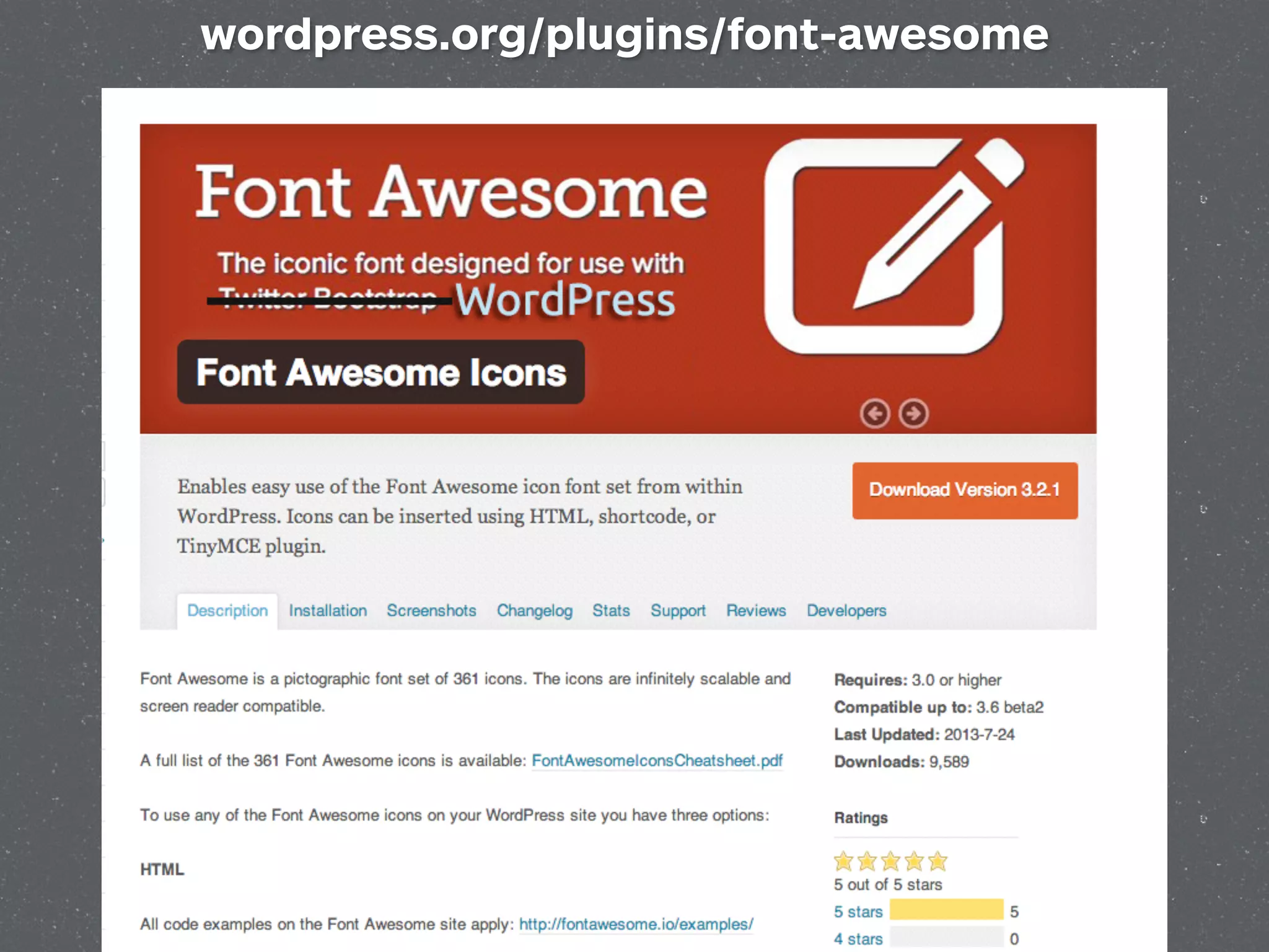 wordpress.org/plugins/font-awesome
 