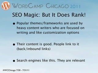 SEO Magic: But It Does Rank!
        • Popular themes/frameworks are used by
            heavy content writers who are foc...