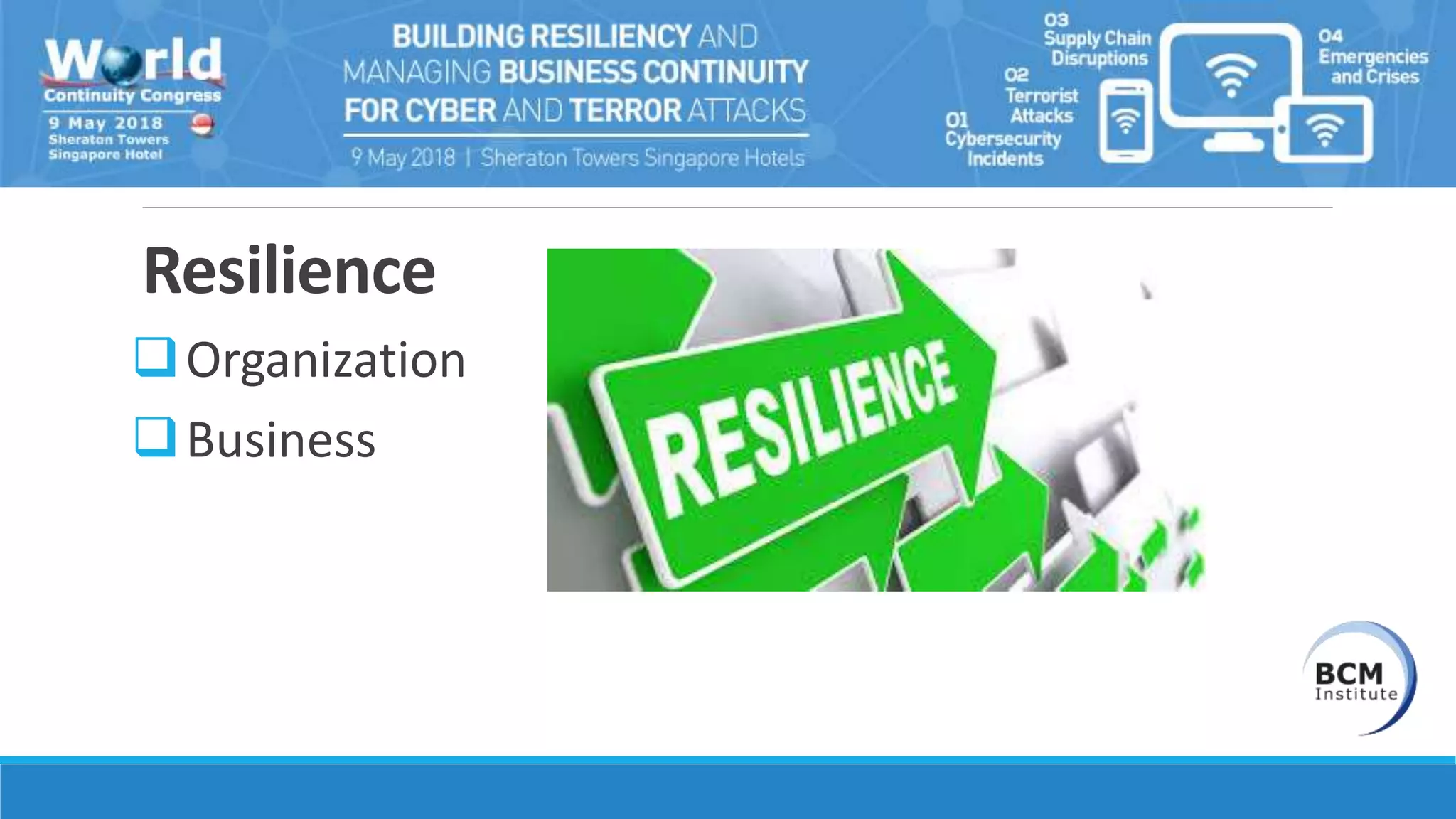 Resilience
Organization
Business
 