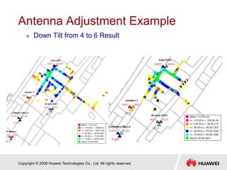 Copyright © 2008 Huawei Technologies Co., Ltd. All rights reserved.
Antenna Adjustment Example
 Down Tilt from 4 to 6 Result
 